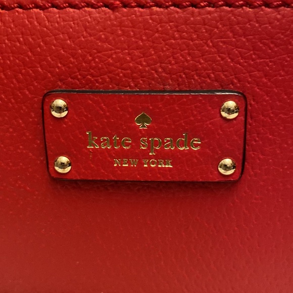 Kate Spade Red Leather Medium Dome Handle Crossbody Handbag Purse Bag Like New - Picture 3 of 9
